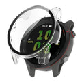 Clear protective case for Garmin Forerunner 255 smartwatch, showcasing a snug fit and transparent design for watch protection.
