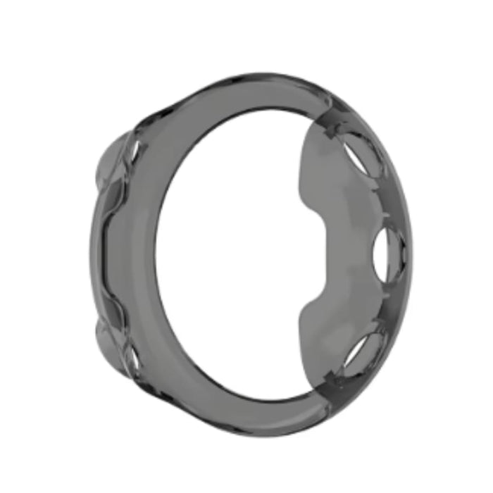 Black Garmin Forerunner 45 (42mm) protective watch case with translucent gray edges, designed for durable coverage and style.
