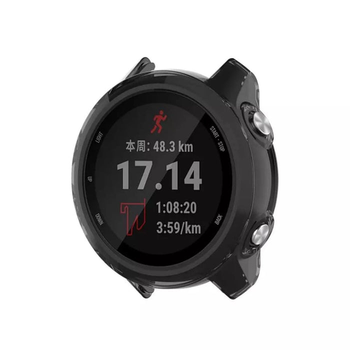 Black protective case for Garmin Forerunner 745 smartwatch, made by That Watch Shop, shown fitted on the watch.