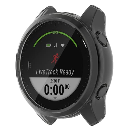 Black protective case for Garmin Forerunner 945 LTE watch, showcasing durable coverage and sleek design for smartwatch protection.