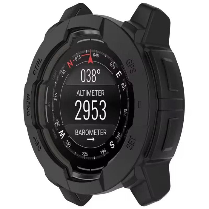 Black protective case for Garmin Instinct 3 (50mm) watch, durable digital outdoor accessory by That Watch Shop.