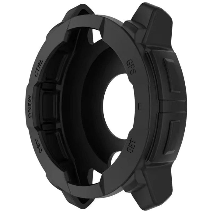 Black protective watch case for Garmin Instinct 3 (50mm), durable and snug-fitting, designed to safeguard the watch.