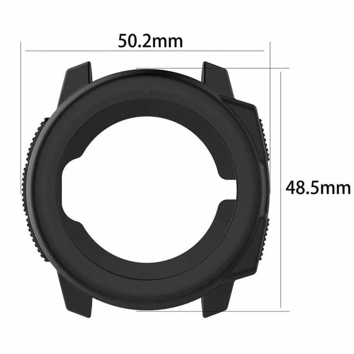 Black protective watch case for Garmin Instinct with lens and adapt ring, designed to safeguard the smartwatch.