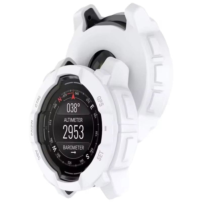 White protective watch case for Garmin Instinct E 45mm, made of durable material, designed to safeguard the smartwatch.