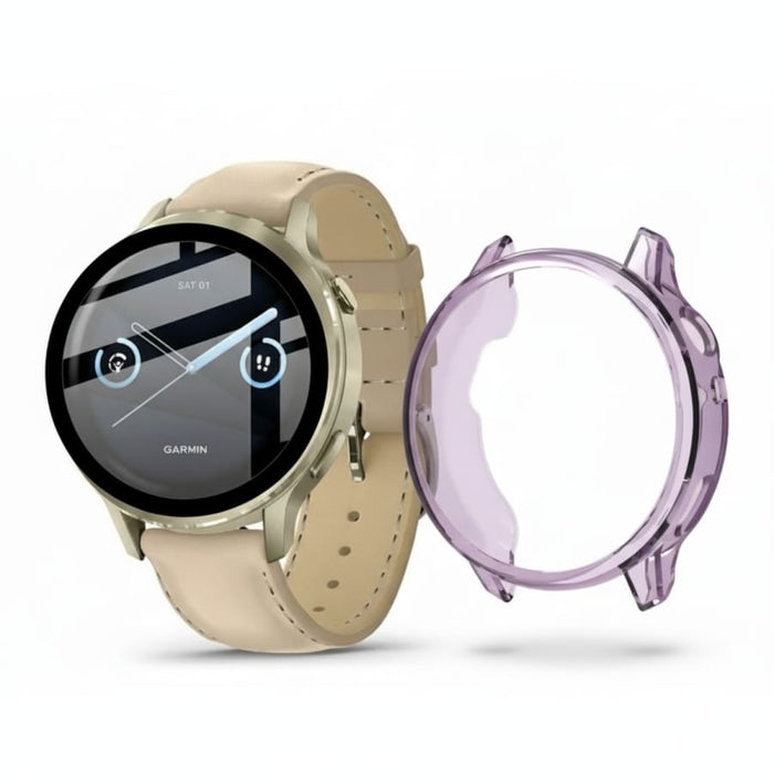 Purple Garmin Venu 4 41mm watch screen protector case, designed for durable protection of the smartwatch display.