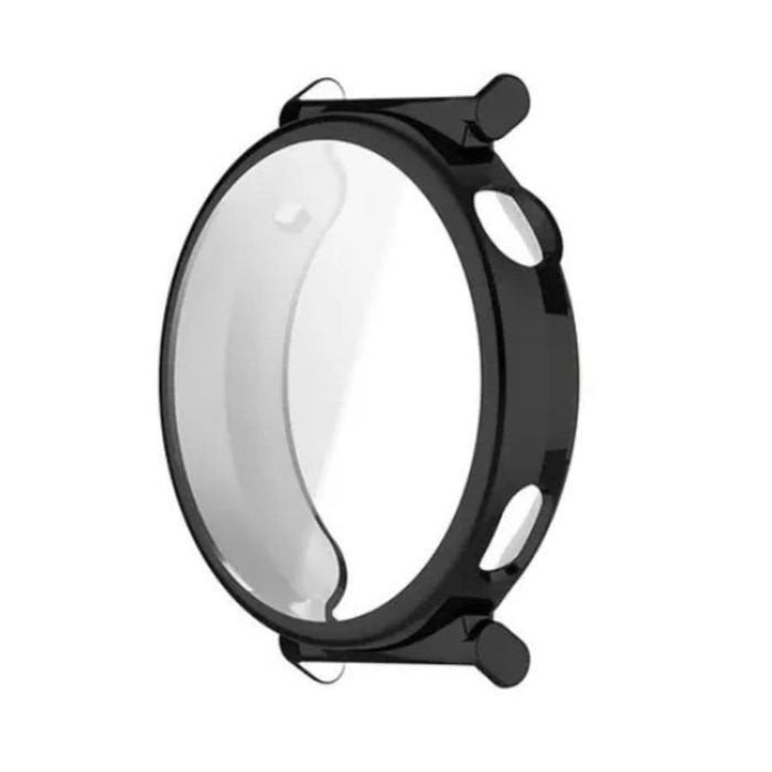 Black protective case for Huawei GT5 46mm smartwatch, made by That Watch Shop, shown on a black smartwatch.