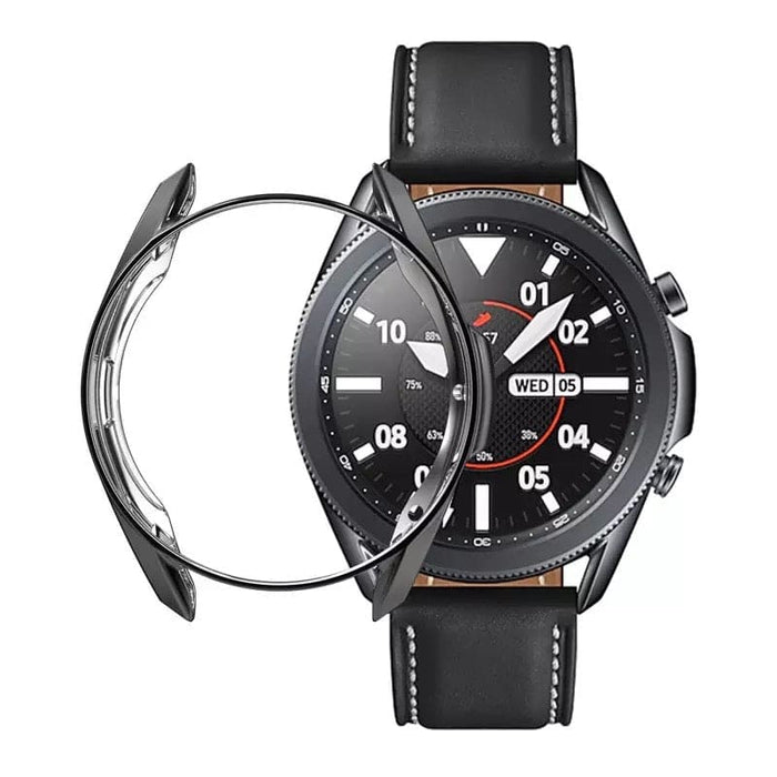 Black protective case for Samsung Galaxy Watch 3 45mm, designed to safeguard the watch with a sleek, durable cover.