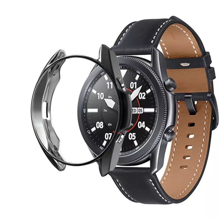 Black protective case for Samsung Galaxy Watch 3 45mm, designed to shield the watch from scratches and impacts.