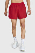 Red Pulse 4-inch running shorts by Fuaark Nz, lightweight and comfortable athleisure wear, shown flat on a white background.