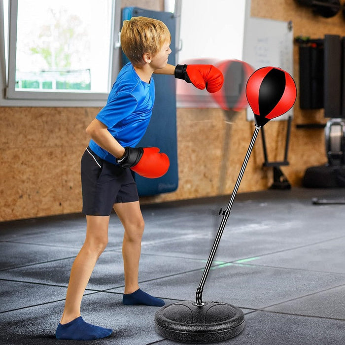 Dealon online.nz boxing gloves set with free-standing punch speed ball and home gym punching bag for boxing training.