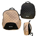 Beige quilted Baby Way NZ diaper backpack with multiple compartments, lightweight and designed for moms carrying baby essentials.