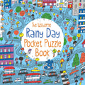 Bright rainy city scene with colorful umbrellas, red buses, and book title text in a white center circle.