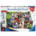 Ravensburger Marvel Avengers 3x49 puzzle box featuring action-packed illustrations of Hulk, Iron Man, and Captain America.
