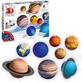 Box and eight 3D spherical planet puzzles with realistic surface textures, including Earth and Saturn with rings.