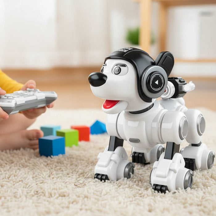 RC Smart Dog Patrol Robot toy by Dealonlinenz, featuring dance, singing, and shooting functions for interactive fun.
