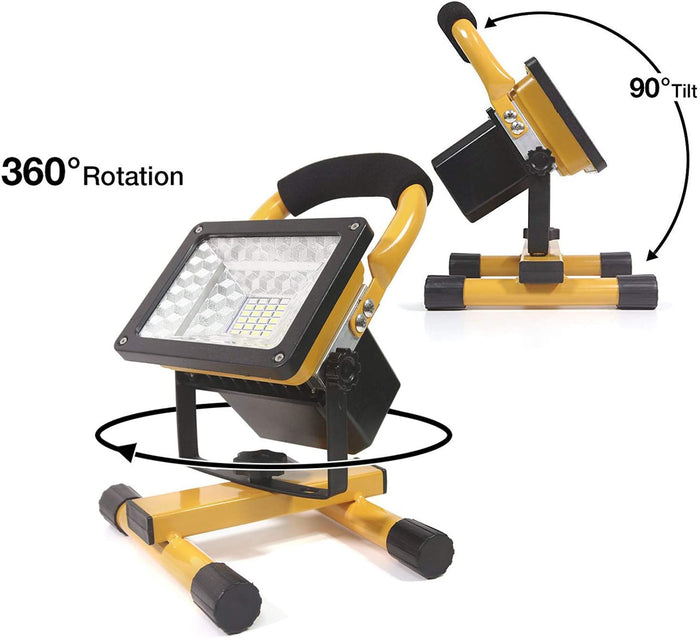 Rechargeable LED work light with stand, 24 LEDs, 30W, waterproof, portable work light by dealonline.co.nz