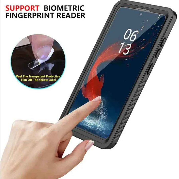 RedPepper Samsung Galaxy S26 waterproof case by TechPlus, showing the protective design and vibrant red color for outdoor protection.