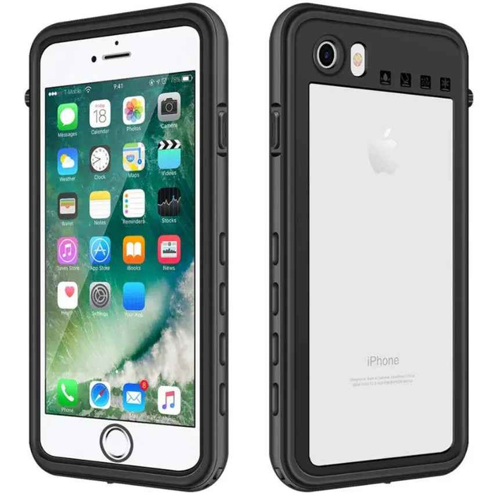 Techplus Redpepper waterproof case for iPhone 7 in black, showing the protective design and secure sealing.