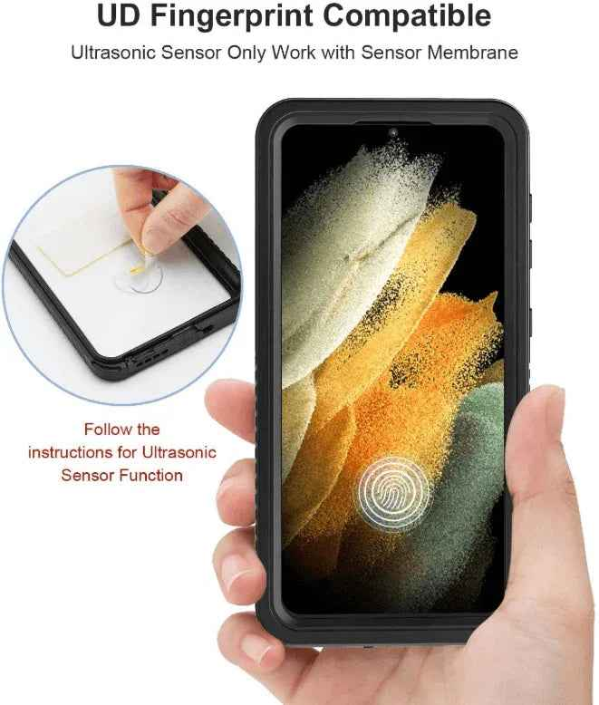 Techplus Redpepper waterproof case for Samsung S21 Ultra offering full protection and durability in a clear, impact-resistant design.