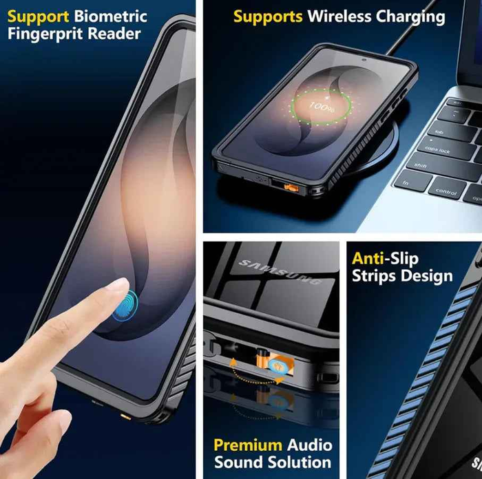 Techplus Redpepper waterproof case for Samsung S26 Ultra, showing the clear protective cover with secure sealing features.