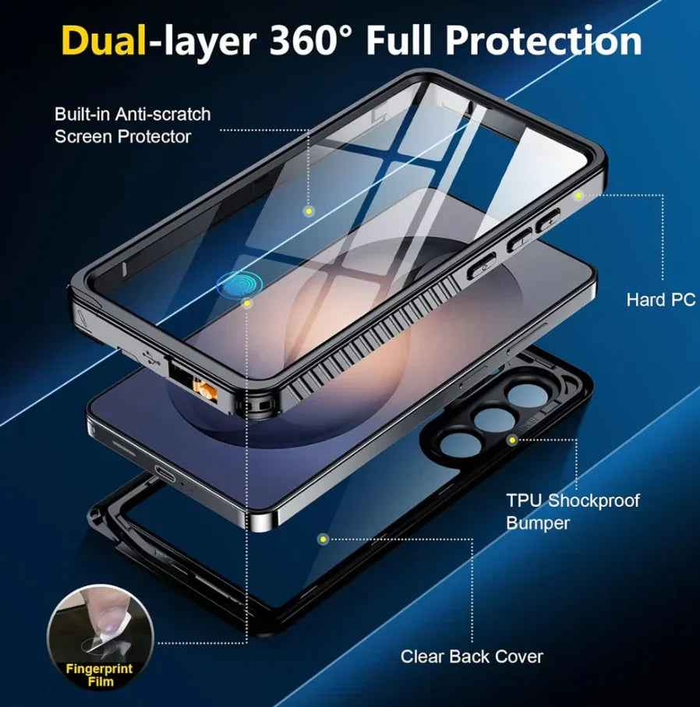 Techplus Redpepper waterproof case for Samsung S26 Ultra, transparent protective cover, durable and splash-proof.