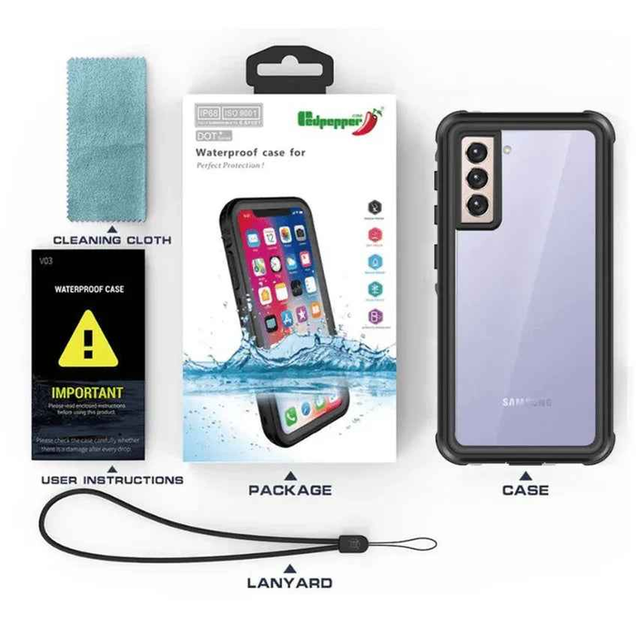 Techplus Redpepper waterproof shockproof case on Samsung Note 20 Ultra, showing rugged design and durable protection for the phone.