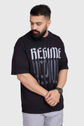 Fuaark Nz oversized black T-shirt for men, casual style, soft fabric, relaxed fit, perfect for comfort and everyday wear.