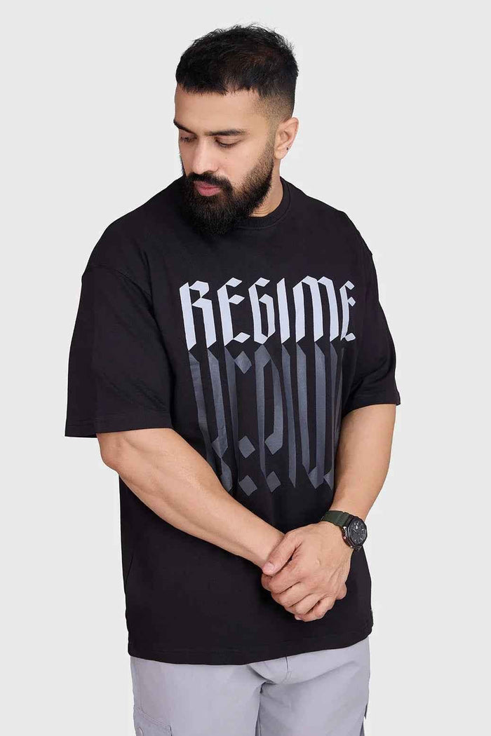 Fuaark Nz oversized black T-shirt for men, casual style, soft fabric, relaxed fit, perfect for comfort and everyday wear.
