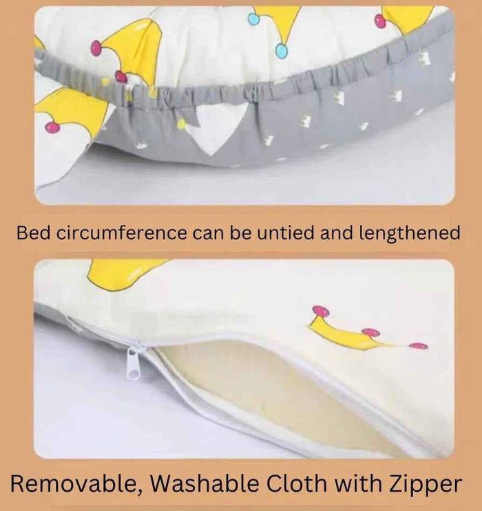 Reversible baby lounger with pillow from Baby Way NZ, portable adjustable baby bed and bassinet suitable for travel.
