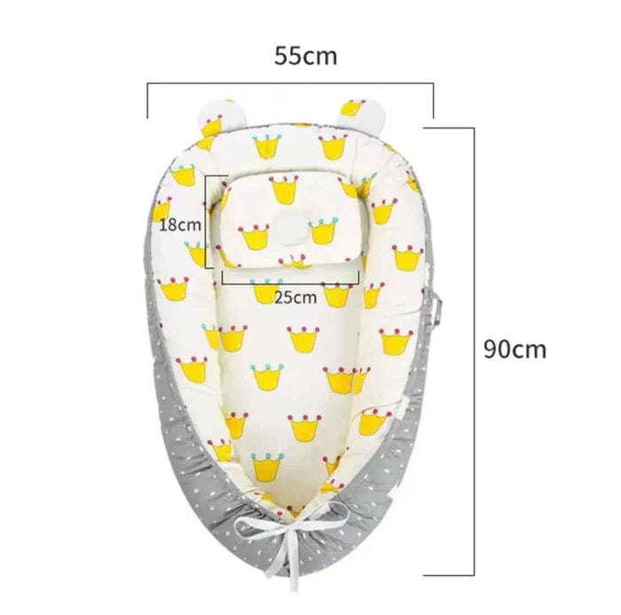 Reversible Baby Lounger with Pillow by Baby Way NZ, portable adjustable baby bed and bassinet for travel and comfort.