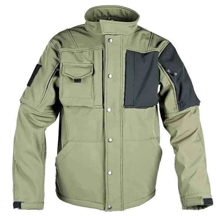 Mead's Supply Rhino 2.0 Tactical Softshell Jacket for Men in green, designed for outdoor durability and tactical use.