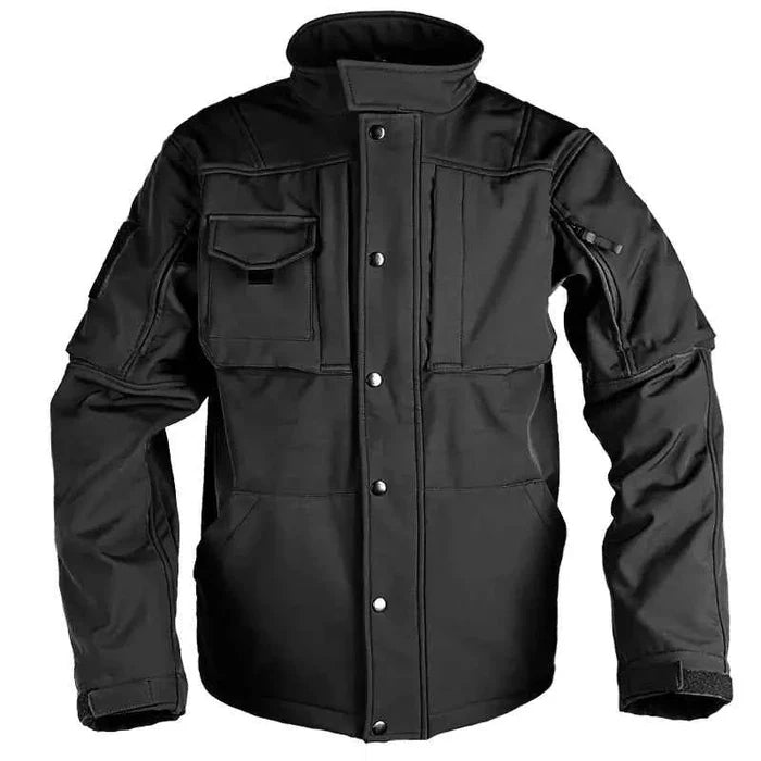 Green Rhino 2.0 Tactical Softshell Jacket for Men by Mead's Supply & Equipment Outfitters, showing front view with adjustable cuffs