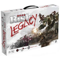 White board game box featuring red graffiti-style text and a futuristic battle scene with a large robot mech.