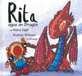 Children's book cover showing a shouting girl and a large red dragon in a snowy landscape.