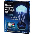 STEM kit box featuring a glowing blue translucent jellyfish lamp with long wavy tentacles on a black base.
