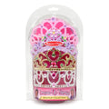 Four sparkly dress-up tiaras in pink, purple, gold, and silver with faux jewels, in a clear plastic package.