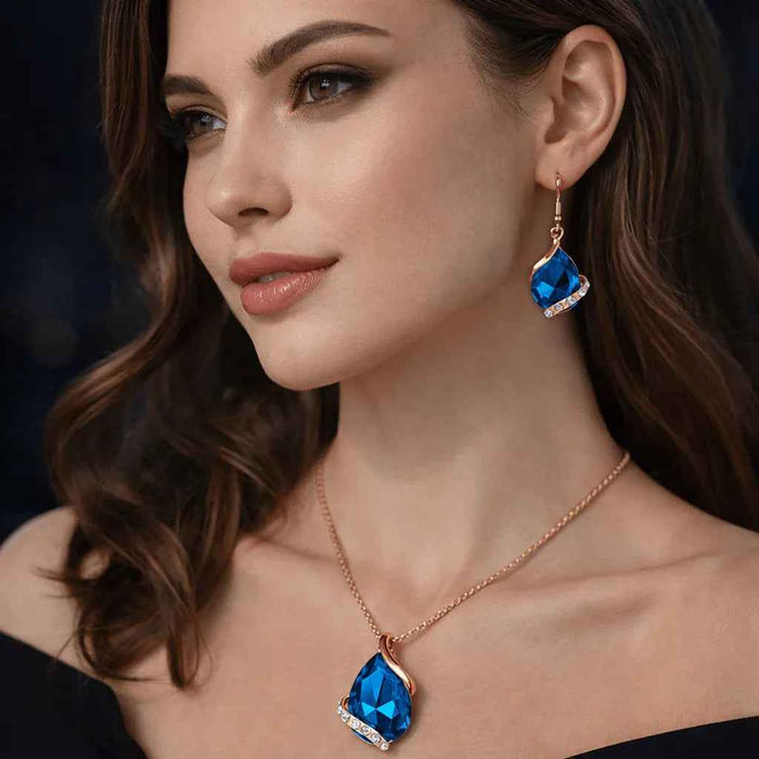 Stylish 3Sixty5 Royal Dewdrop jewelry set featuring elegant white necklace and earrings, perfect for special occasions.