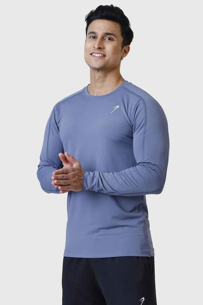 Light grey Rush full-sleeve T-shirt by Fuaark NZ, featuring a comfortable fit and casual style, displayed on a plain background.