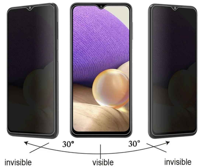 Samsung Galaxy A06 glass privacy screen protector by TechPlus, showing the clear tempered glass with privacy film feature.
