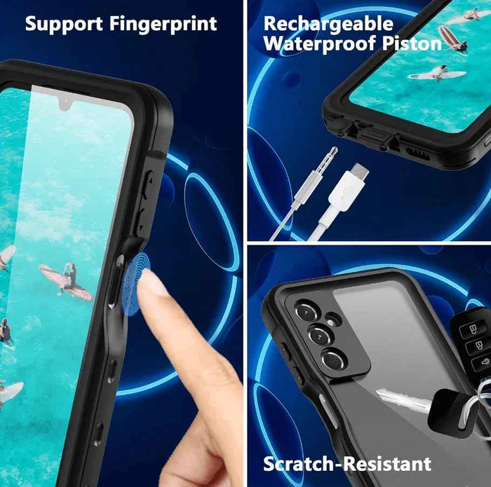 Techplus Samsung Galaxy A24 4G waterproof mobile phone case in red pepper color with full protection, showcasing rugged design.