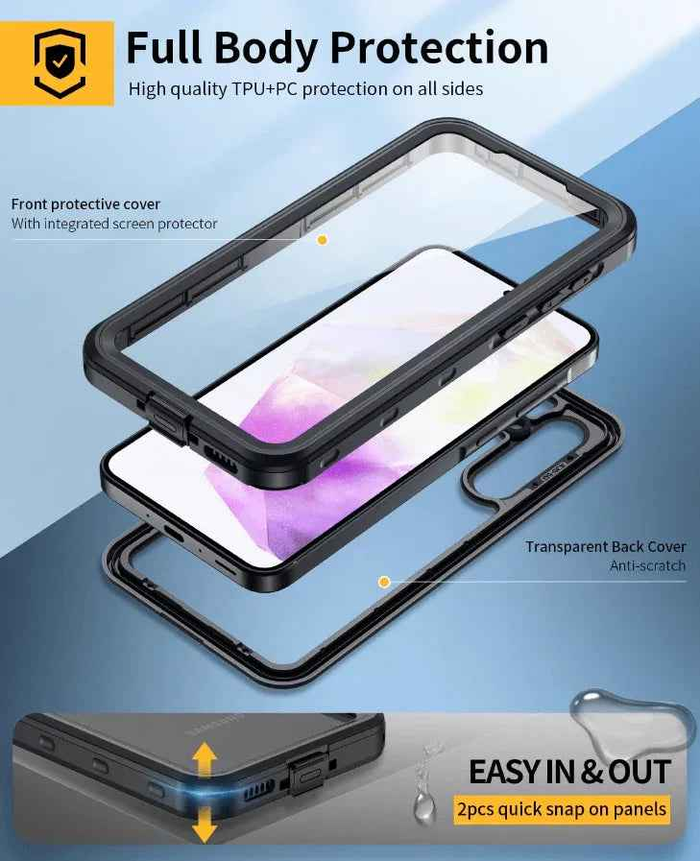 Techplus Samsung Galaxy A35 5G waterproof mobile phone case in red pepper color with full protection.
