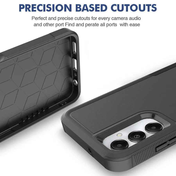 Samsung Galaxy S20 FE dual-layer armor hard case in black by techplus, offering durable protection for mobile phones.