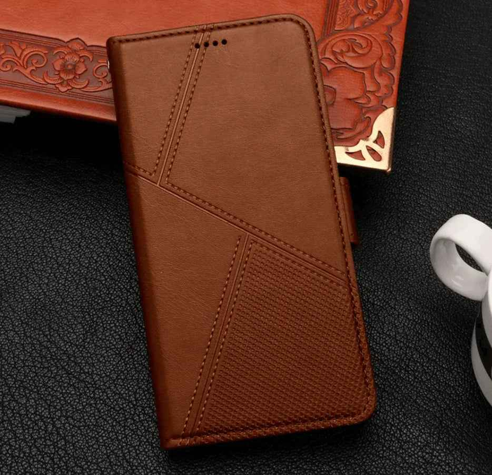 Techplus Samsung Galaxy S20 flip wallet case in black with cowhide dot pattern, designed for stylish mobile protection.