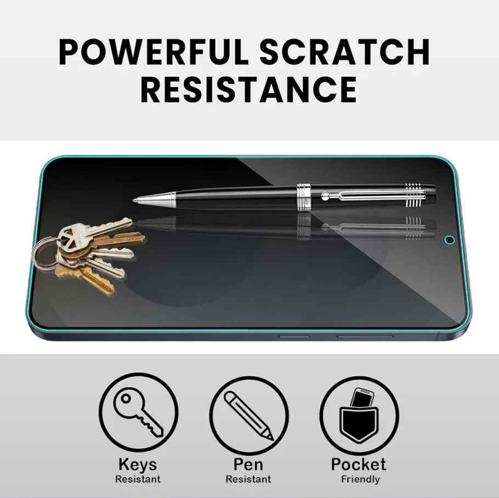 Techplus Samsung Galaxy S23 FE glass privacy screen protector showing screen privacy feature and clear glass design.