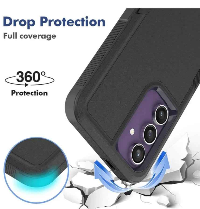 Techplus Samsung Galaxy S24 dual layer armor hard case protecting the mobile phone with rugged, durable design.
