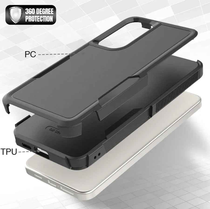 Techplus Samsung Galaxy S26 Plus dual-layer armor hard case, durable mobile phone protection with reinforced design.