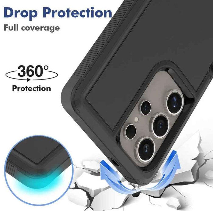 Techplus Samsung Galaxy S26 Ultra dual-layer armor hard case protecting the phone with a rugged design and durable construction.