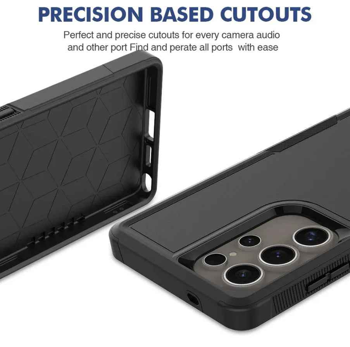 Techplus Samsung Galaxy S26 Ultra dual-layer armor hard case protecting the phone with a rugged design and textured surface.