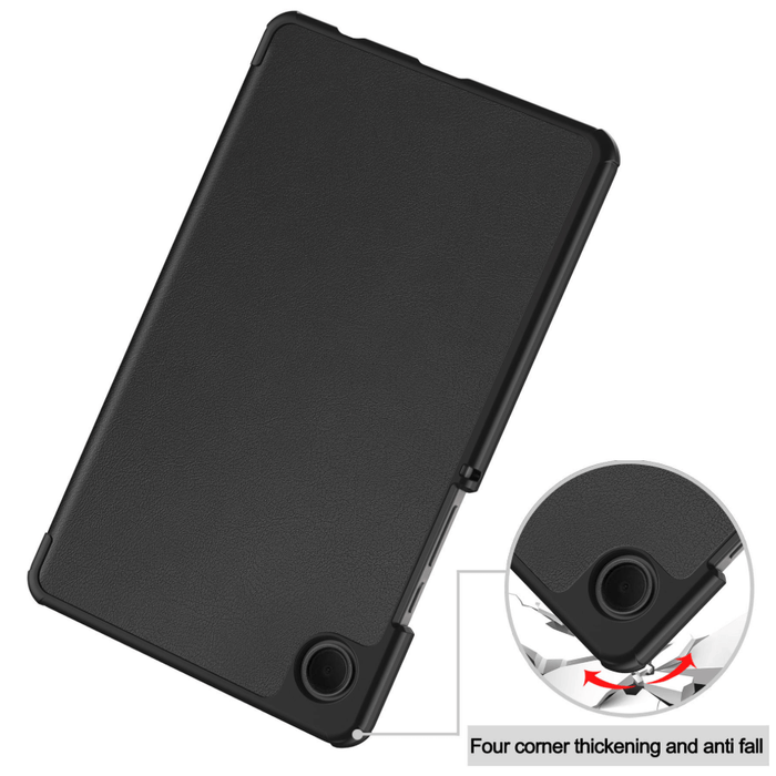 Samsung Galaxy Tab A9 8.7 inch trifold folio stand case in slim PU leather with magnetic flip closure by TechPlus.
