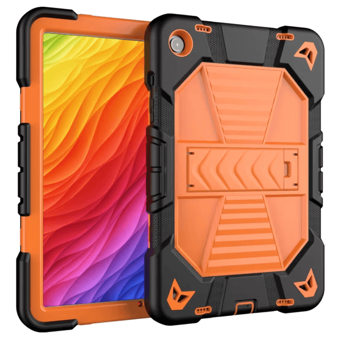 Samsung Galaxy Tab A9 rugged shockproof case with kickstand, showing front view and durable design by TechPlus.